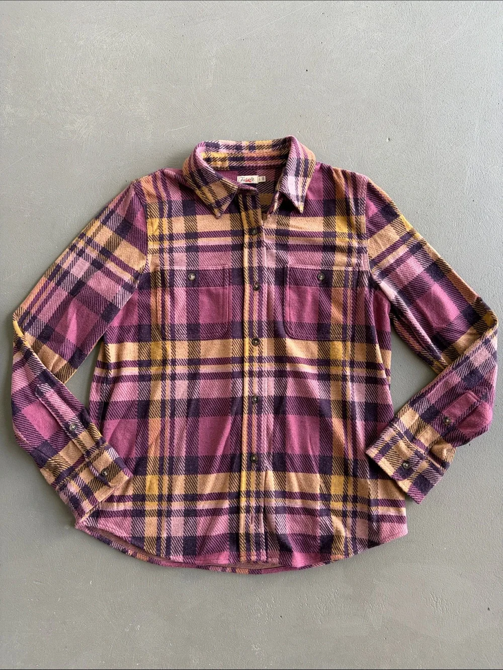 Faherty Legend Sweater Shirt in Lolita Pink and Yellow Plaid Button-Down Shirt